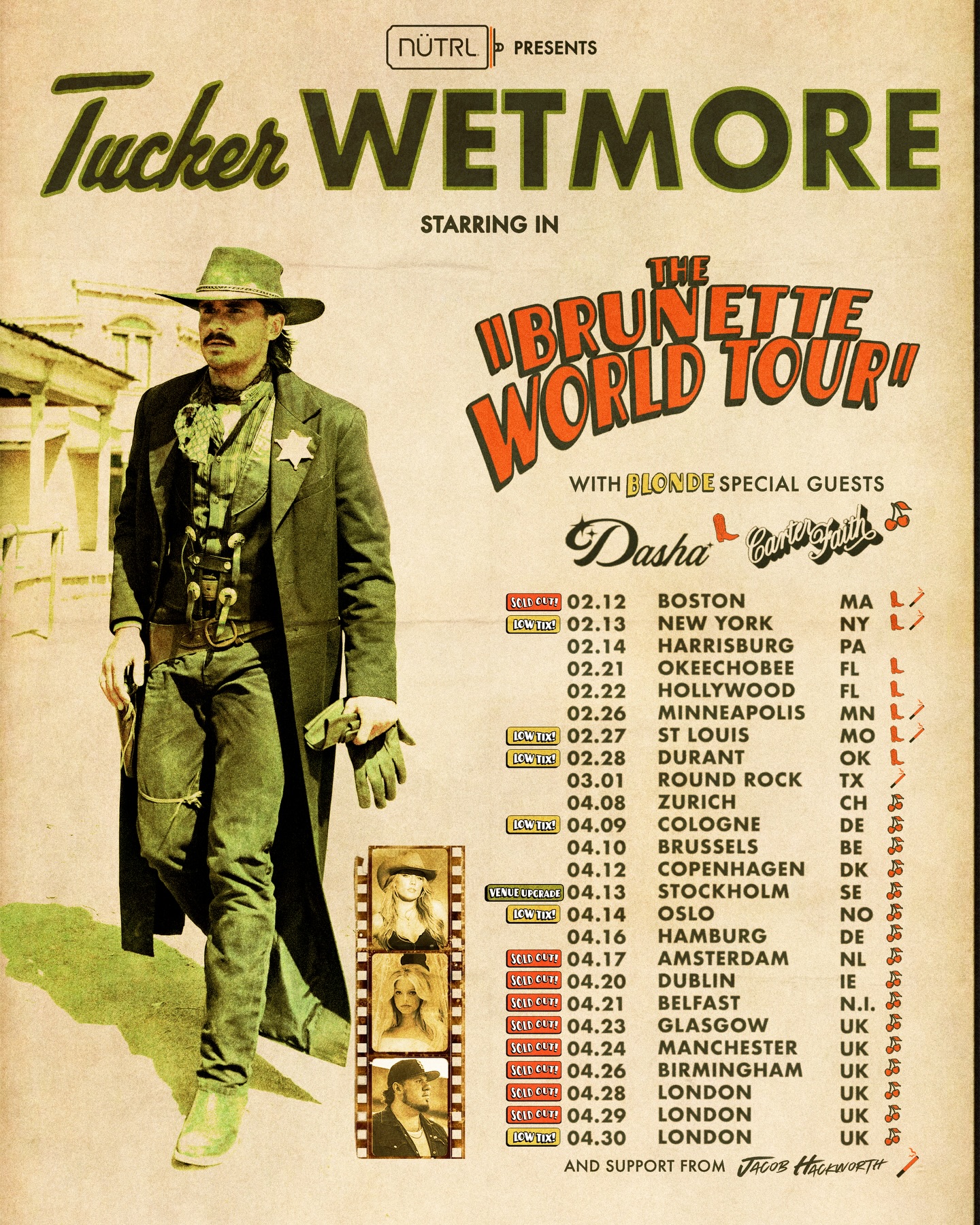 Tucker Wetmore The Brunette World Tour Poster 2026